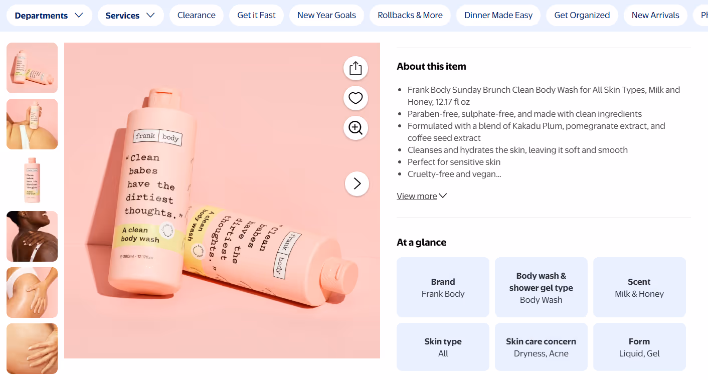 Product Listing Example: Walmart