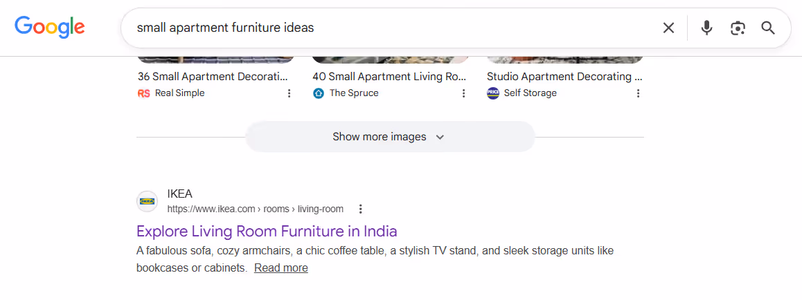 E-Commerce seo strategy of IKEA to include discovery and transactional keywords