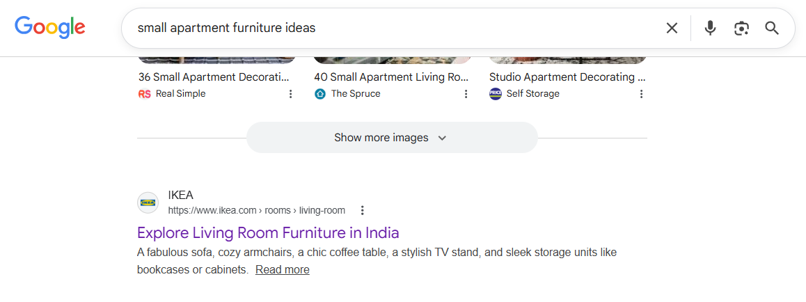 E-Commerce seo strategy of IKEA to include discovery and transactional keywords