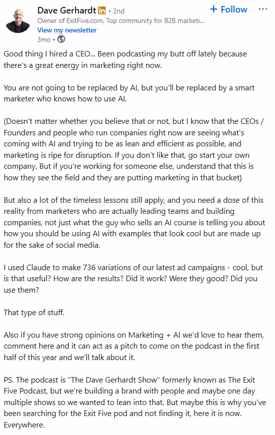 Dave gerhardt post