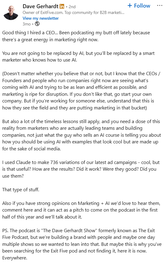 Dave gerhardt post