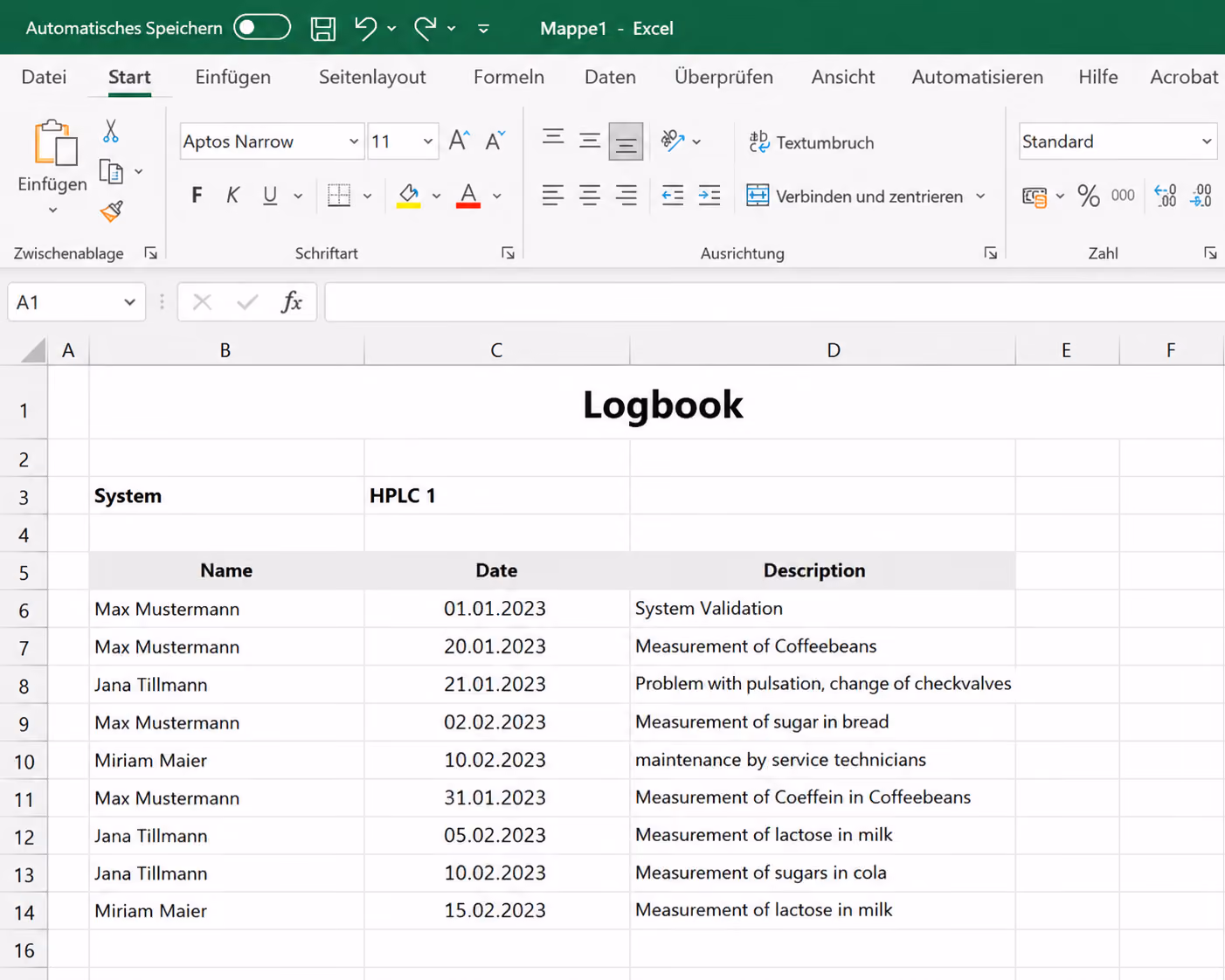 Microsoft Excel as a Laboratory Logbook?