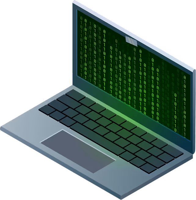 A computer with matrix code
