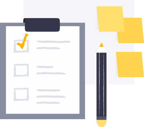 Illustration of a pen and a clipboard
