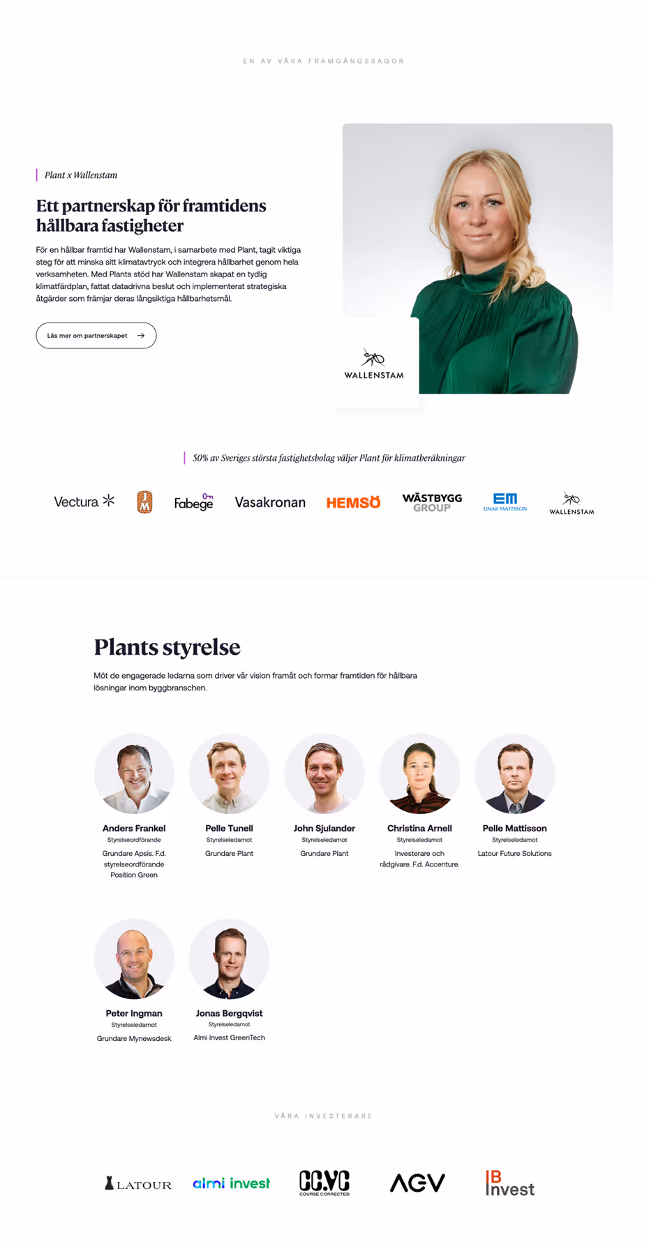 Screenshot showing Plant website