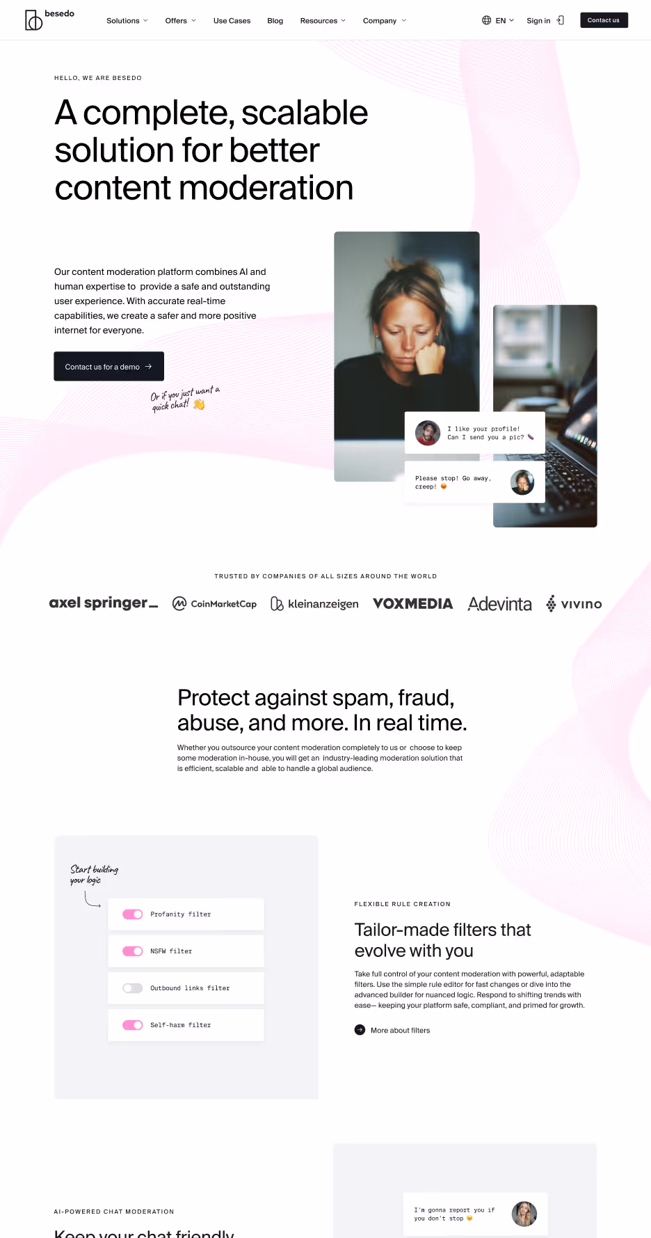 A screenshot of the besedo start page
