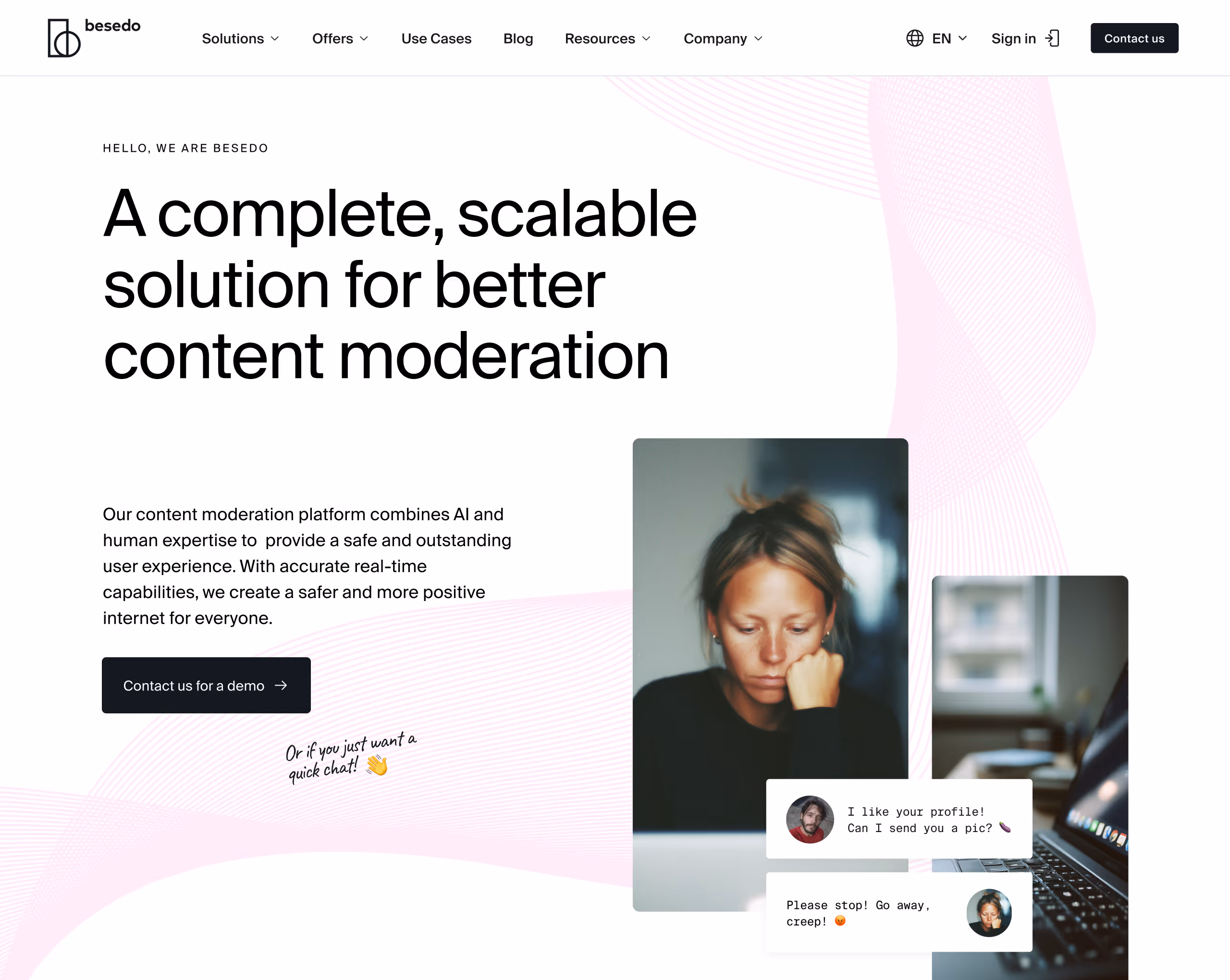 Screenshot of the besedo start page
