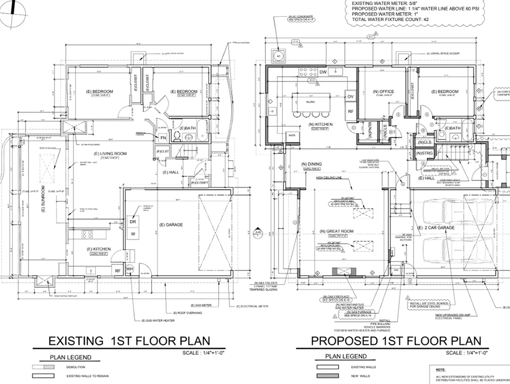 Floor plan of a house remodeled by Global Arch Construction