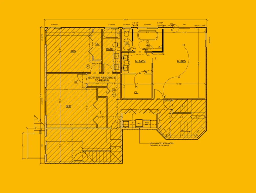 Floor plan of a house to be renovated by Global Arch Construction