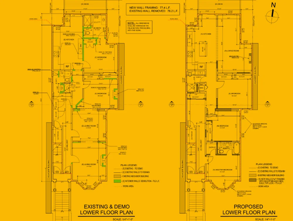 Floor plan of a home remodeled by Global Arch Construction in San Francisco, CA