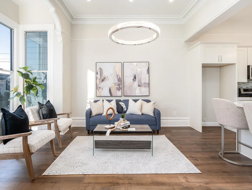 Living room of a newly renovated home by Global Arch Construction