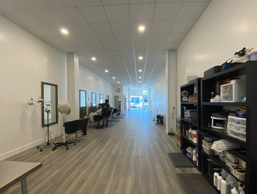 Layout of a hair salon remodeled by Global Arch Construction