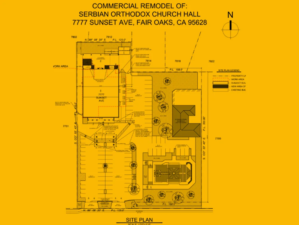 Architecture plan of a church designed by Global Arch Construction in Fair Oaks, CA