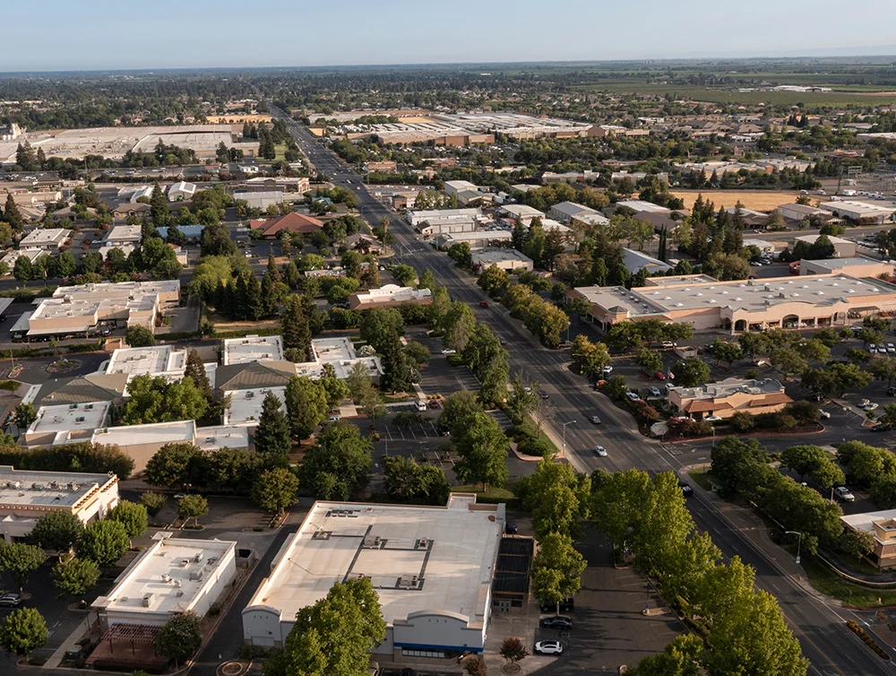 Aerial view of a city in northern California