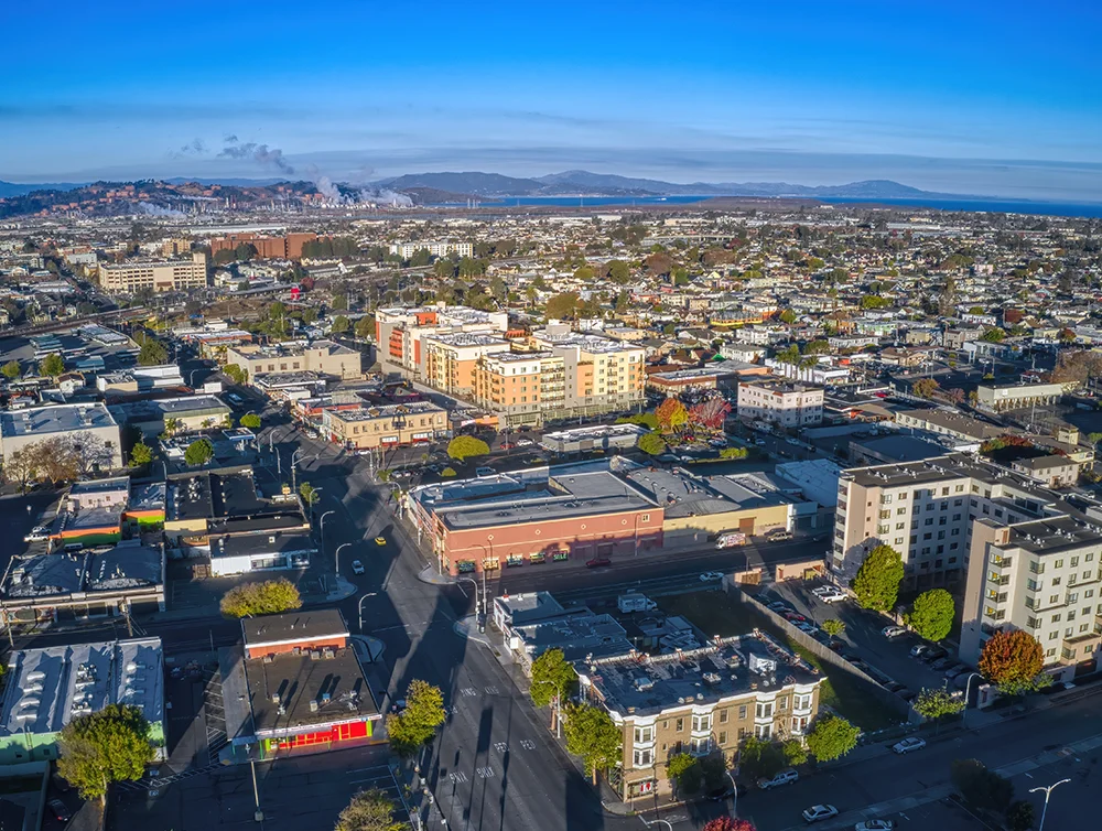 Aerial View of the Bay Area Suburb of Richmond, California