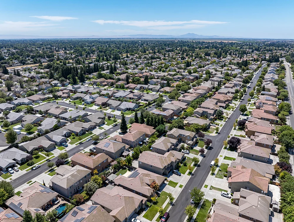 Aerial view of houses in northern California