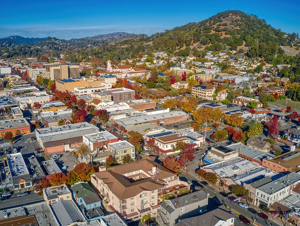 Aerial View of the Bay Area Suburb of San Rafael, California