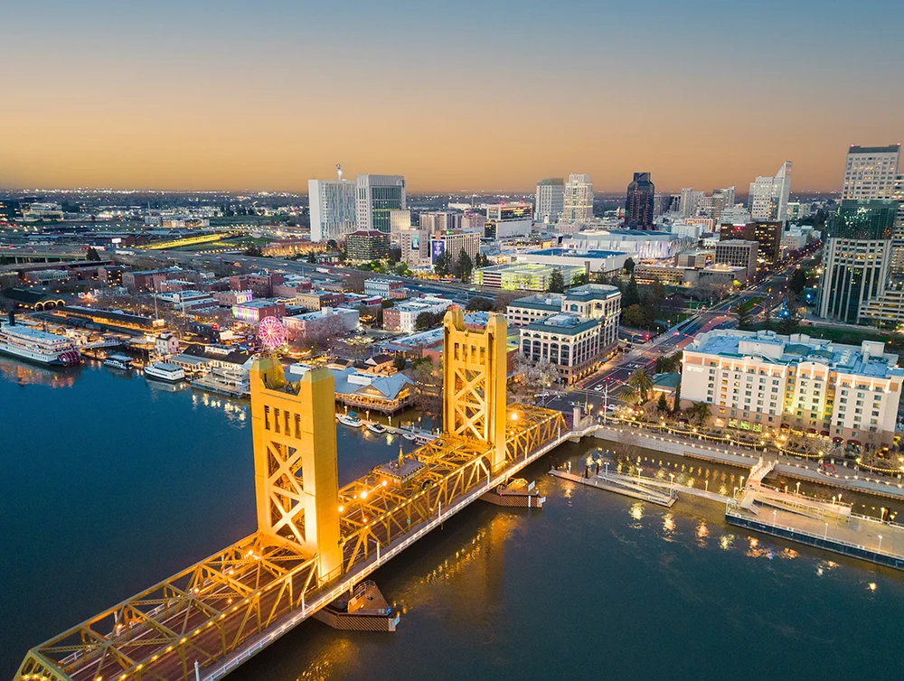 Downtown Sacramento and tower Bridge 