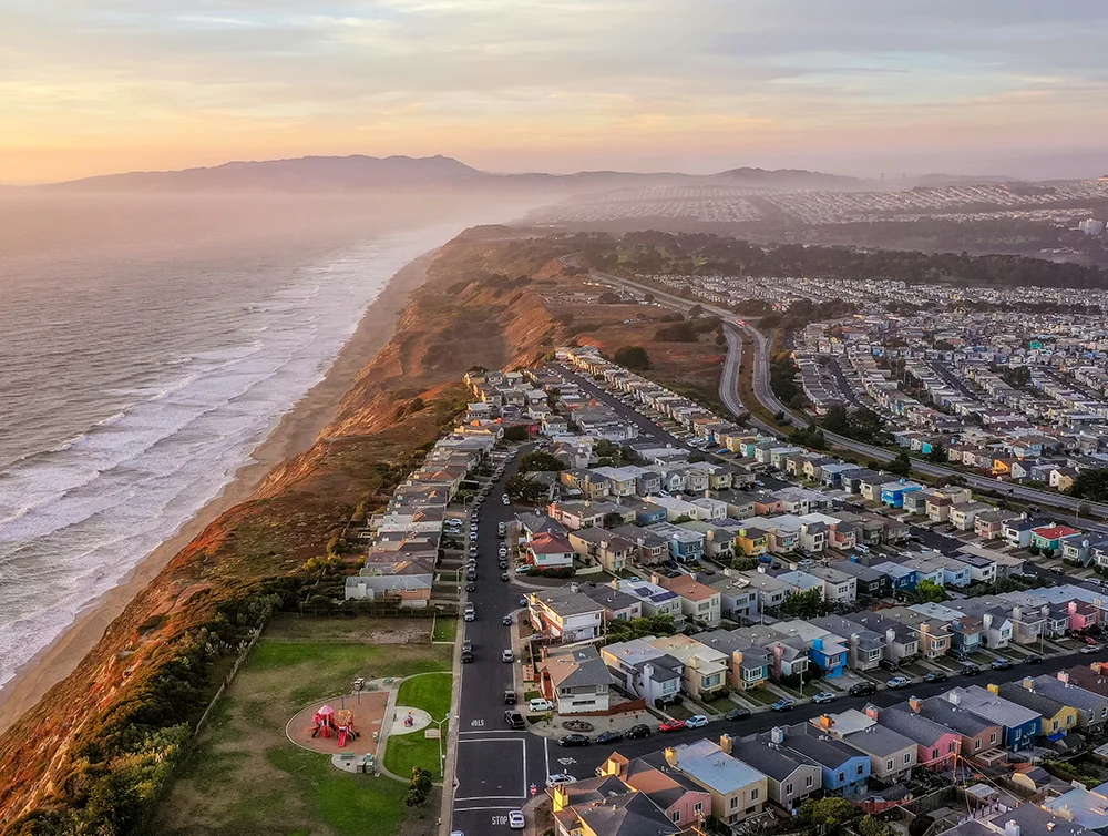 Colorful houses in Daly City, California