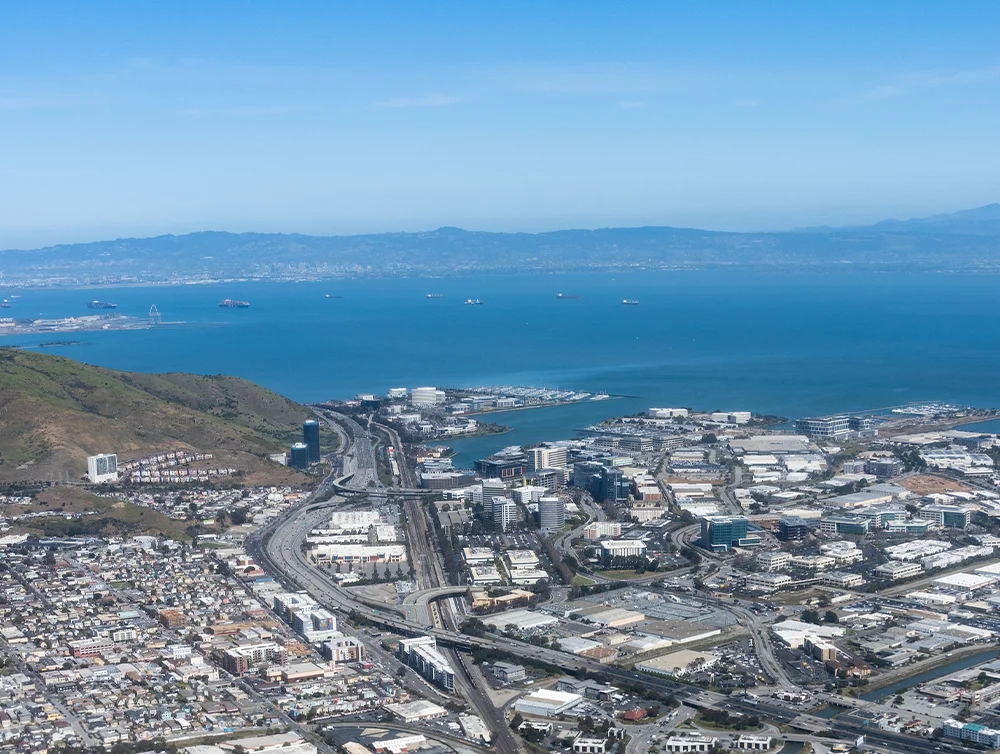 Aerial view of South San Francisco city, California, United States.