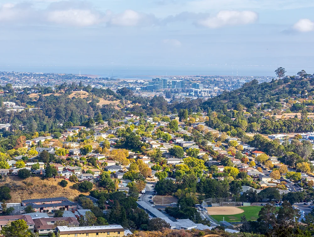 Valley Homes panoramic view in Belmont, San Mateo County, California