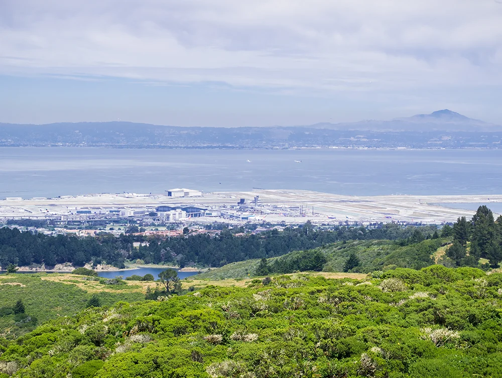 View towards San Francisco airport, California