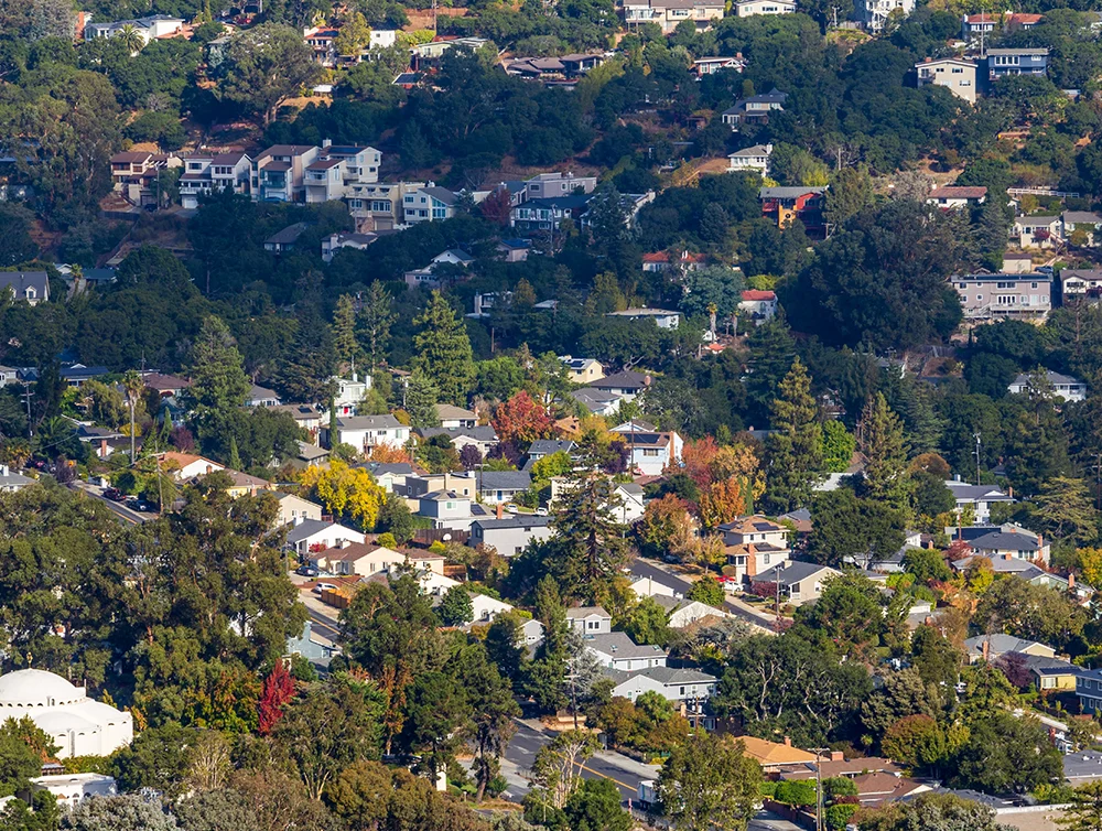Valley Homes panoramic view in Belmont, San Mateo County, California