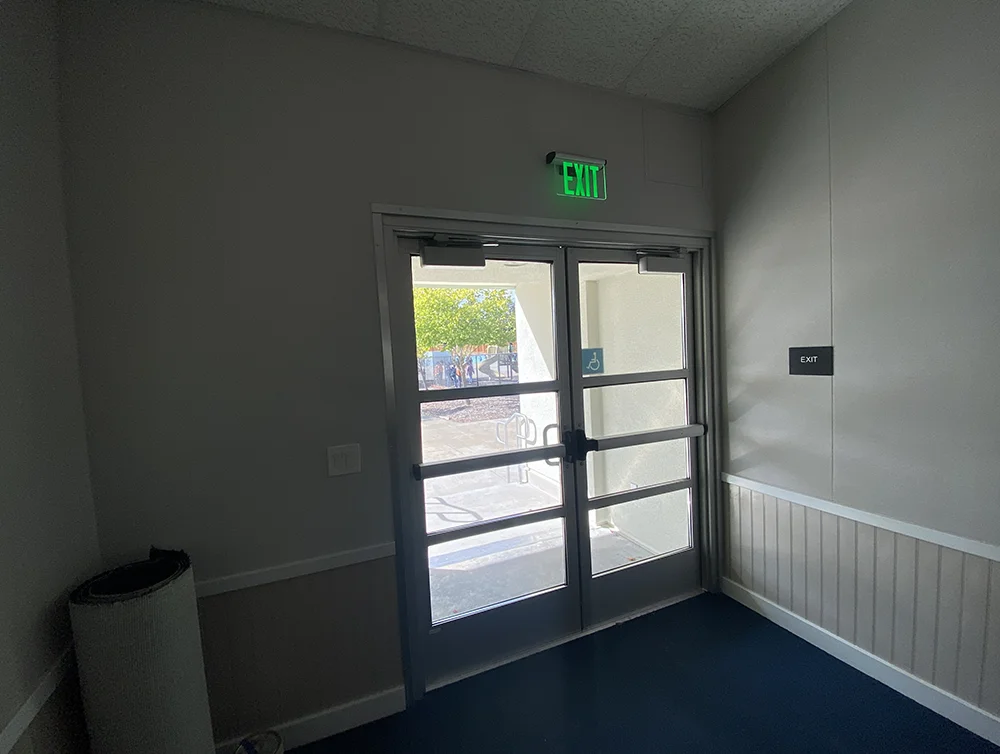 Front entrance of a school renovated by Global Arch Construction