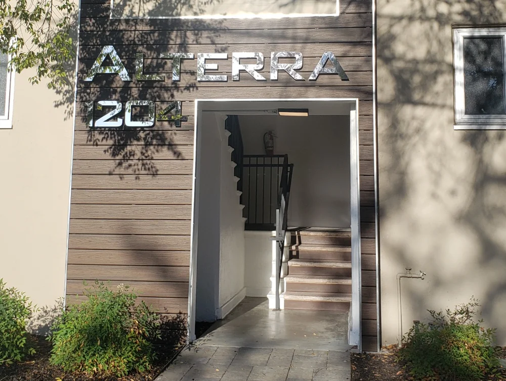 Entrance of a building renovated by Global Arch Construction