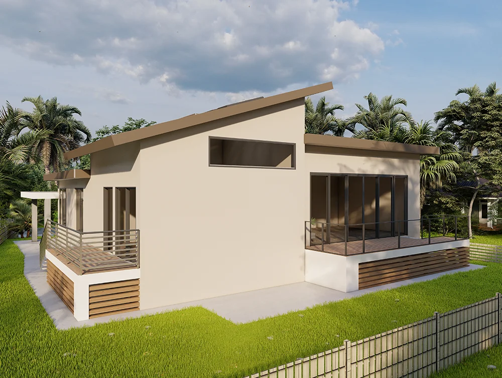 3D rendering of a modern home designed by Global Arch Construction