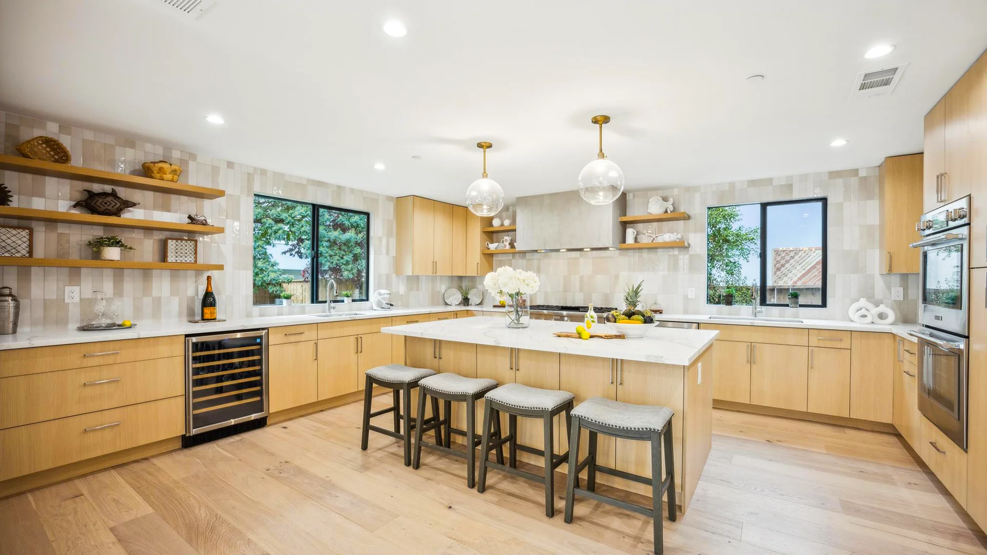A modern kitchen remodeled by Global Arch Construction
