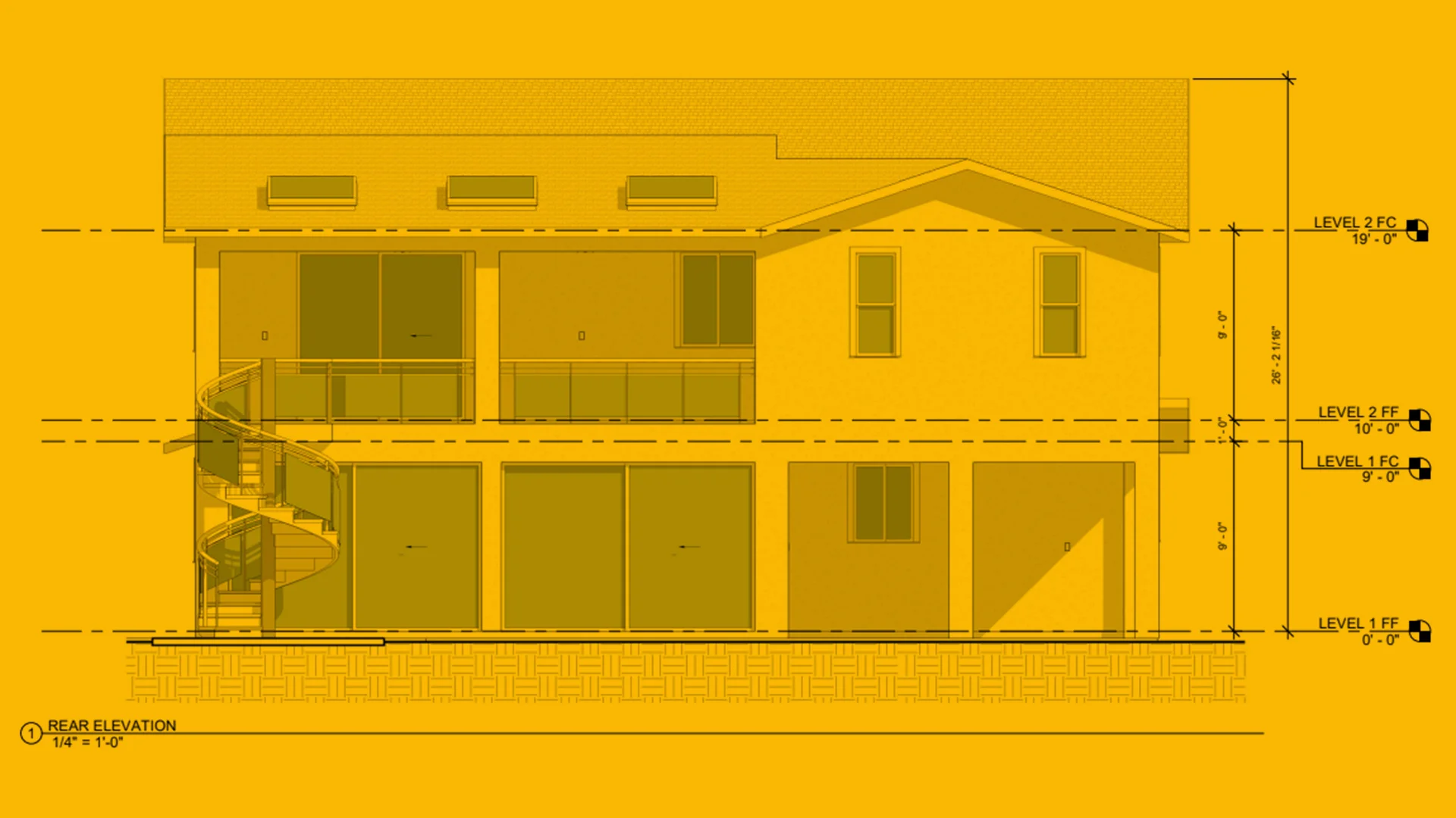 Blueprint of a Sacramento Sunroom Project Designed by Global Arch Construction - Front View