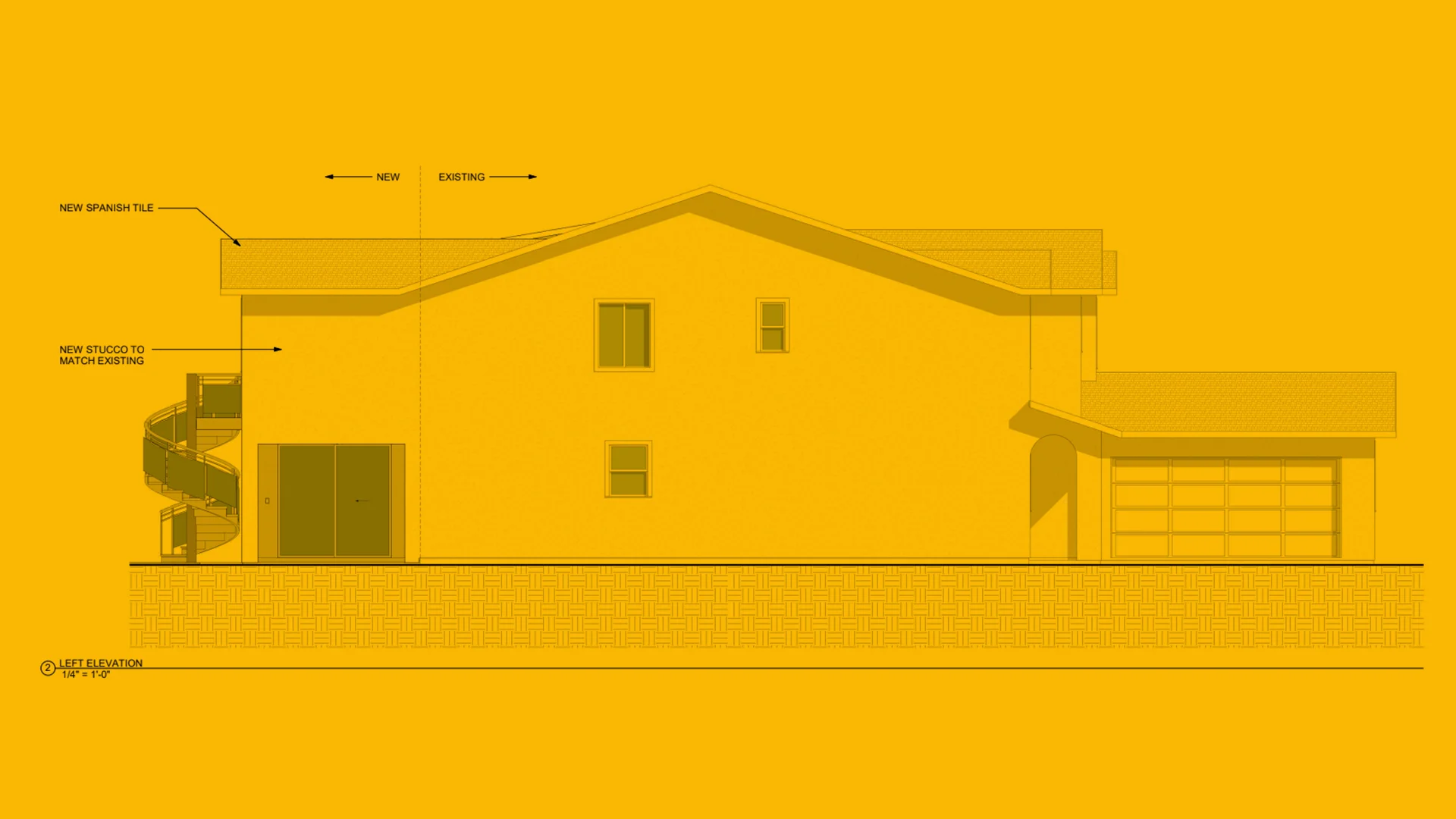 Blueprint of a Sacramento Sunroom Project Designed by Global Arch Construction - Side View