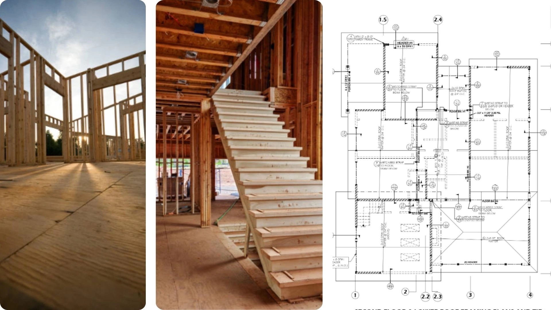 Framed residential structure during rough frame inspection before insulation and drywall
