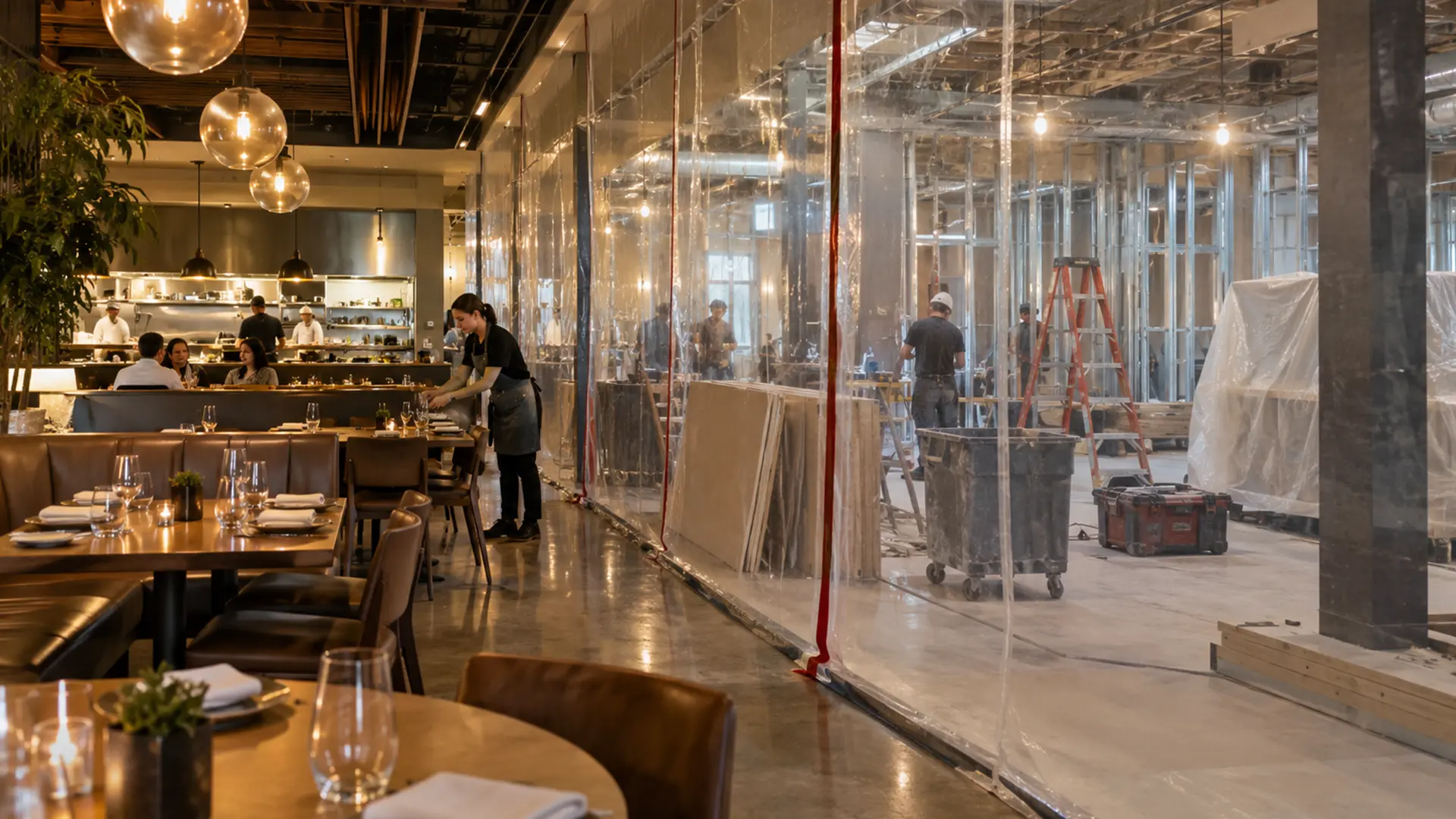 Restaurant remodeling during operations