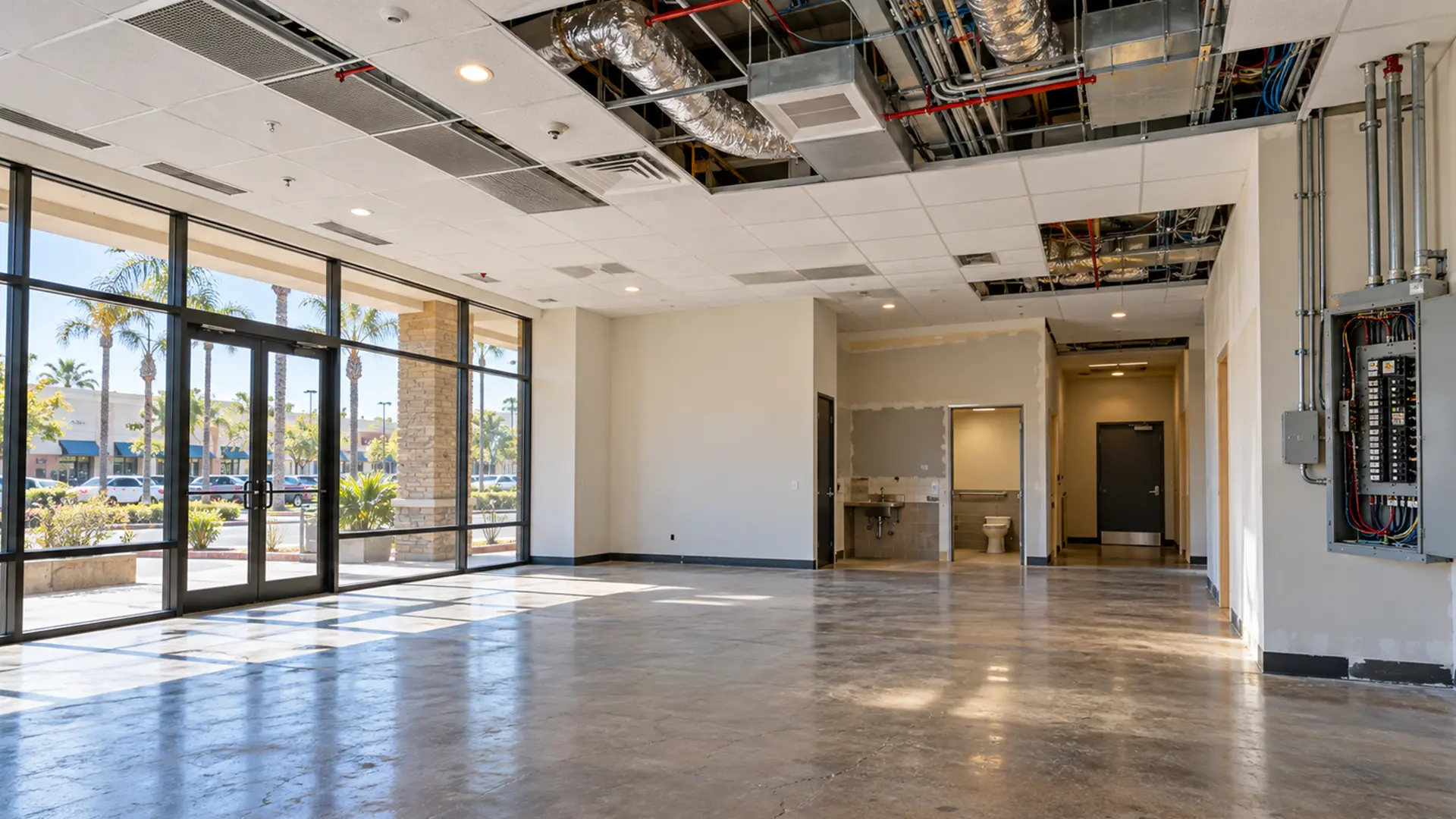 Retail space during construction