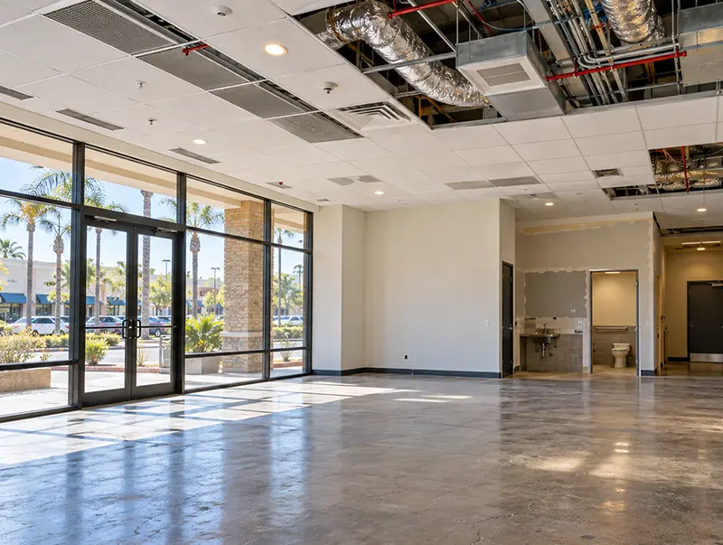 Retail space during construction