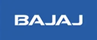 Bajaj logo on blue background.