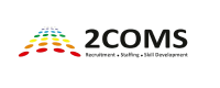 2COMS company logo with colorful dots forming a pyramid shape above the text.