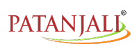 Patanjali company logo with stylized green and orange swoosh beneath the text.