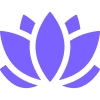Abstract purple lotus flower icon symbolizing wellness.