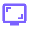 Purple computer monitor icon with corner brackets on screen.