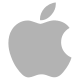 Gray Apple logo with a bite on the right side and a leaf on top.