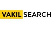 Vakilsearch logo with the word 'VAKIL' in bold black letters on a yellow rectangular background.