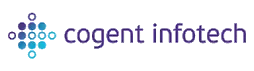 Cogent Infotech logo with a blue and purple geometric cross pattern to the left of the company name.
