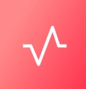 White heartbeat line icon on a pink gradient background.