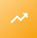 White upward trending arrow on orange gradient background symbolizing growth or progress.