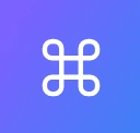White command key symbol on a purple and blue gradient background.