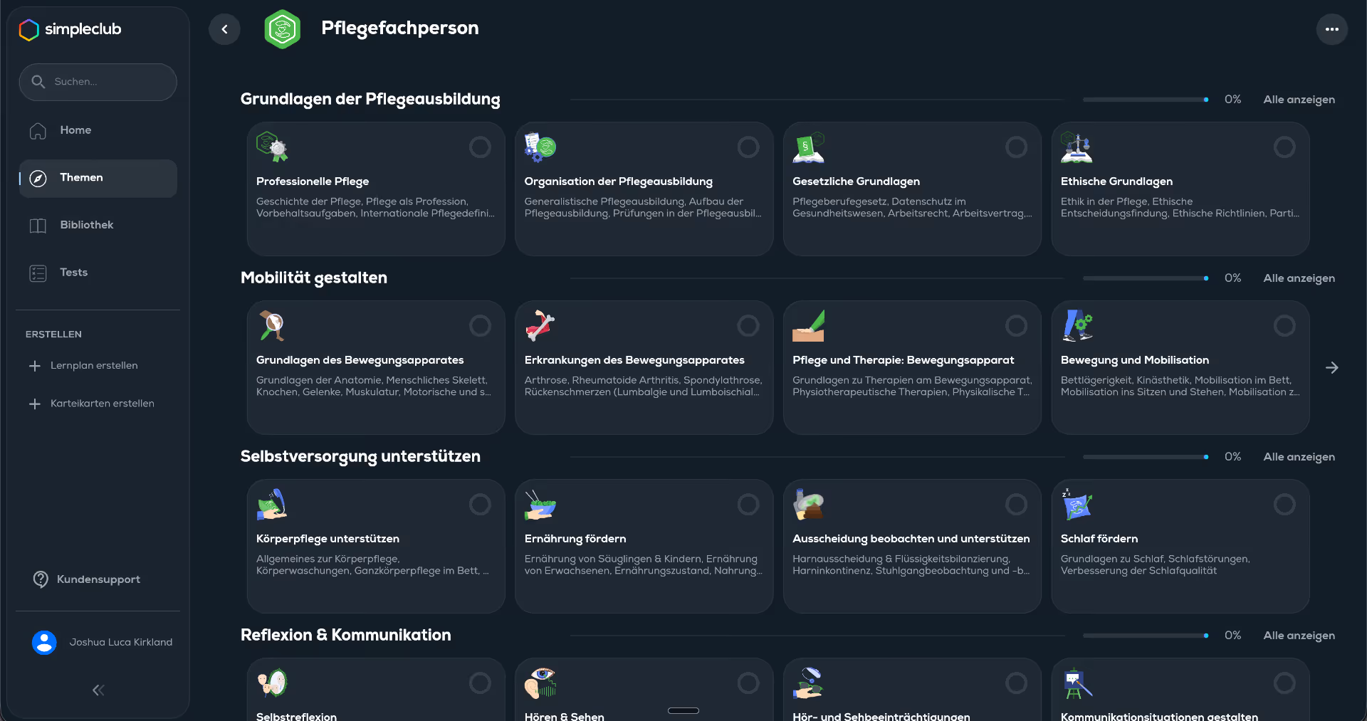simpleclub Dashboard für Pflegeeinrichtungen
