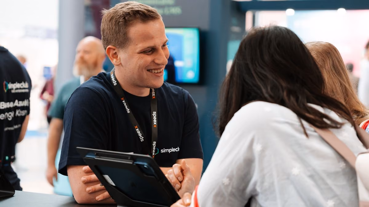 Live-Demo der simpleclub-Plattform am Messestand